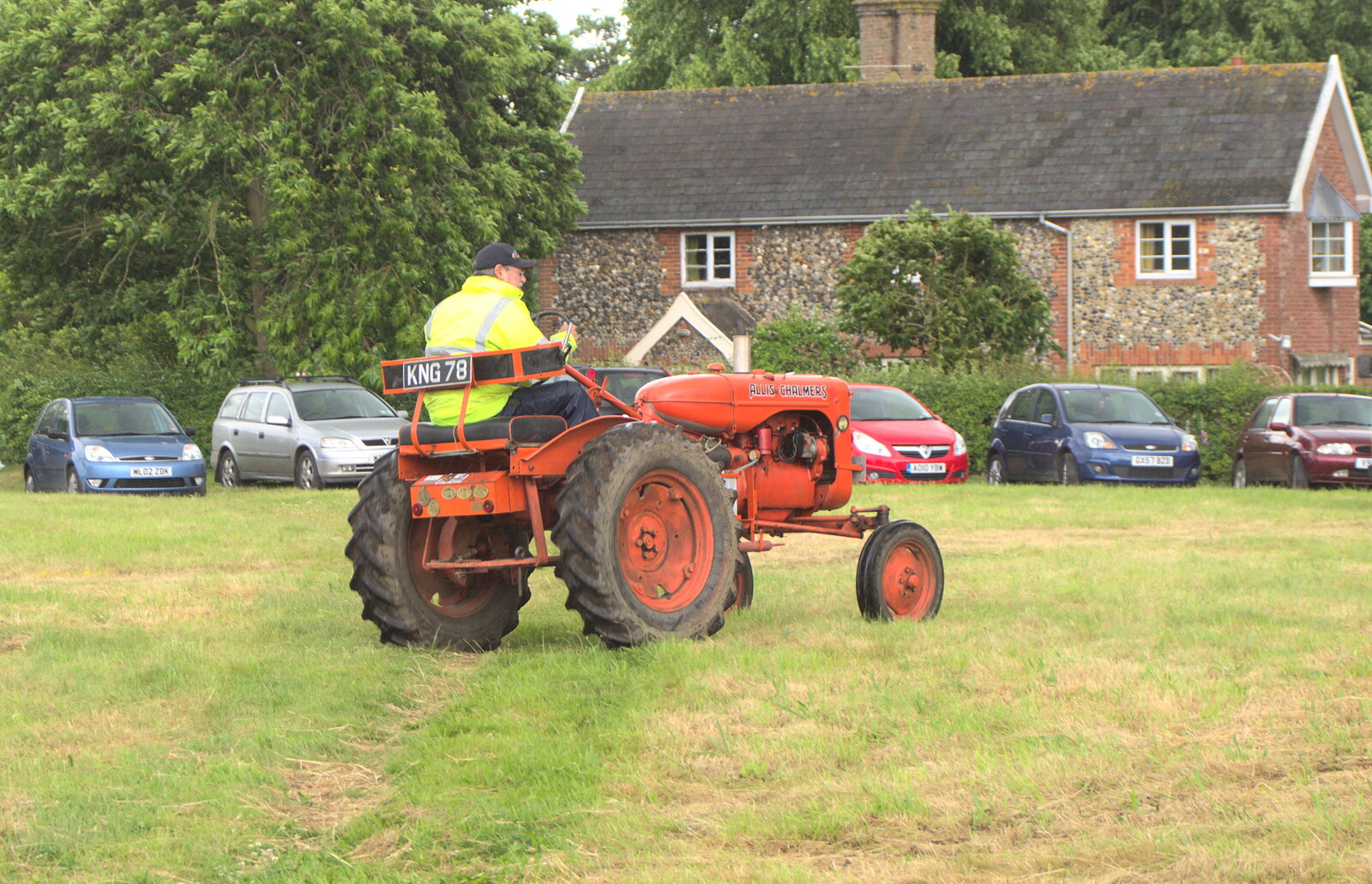 The first vintage tractor arrives from Thrandeston Pig Roast and Tractors, Thrandeston Little Green, Suffolk - 23rd June 2013