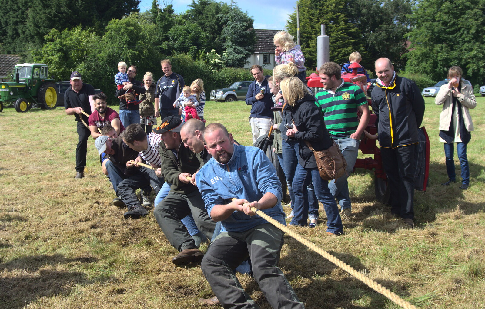 More tug-of-war-ing from Thrandeston Pig Roast and Tractors, Thrandeston Little Green, Suffolk - 23rd June 2013