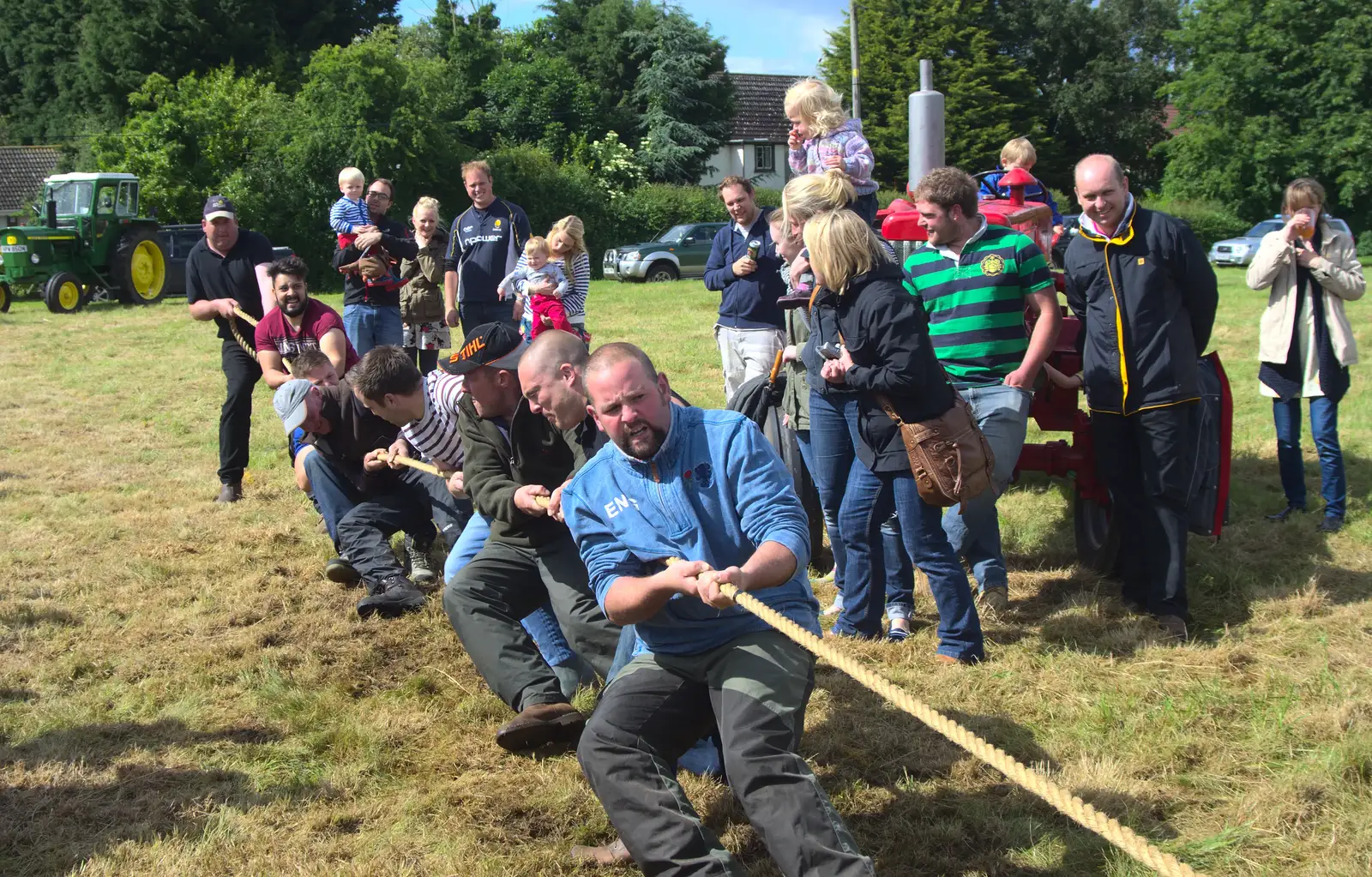 More tug-of-war-ing, from Thrandeston Pig Roast and Tractors, Thrandeston Little Green, Suffolk - 23rd June 2013