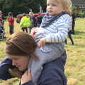 Isobel carries Harry around, Thrandeston Pig Roast and Tractors, Thrandeston Little Green, Suffolk - 23rd June 2013