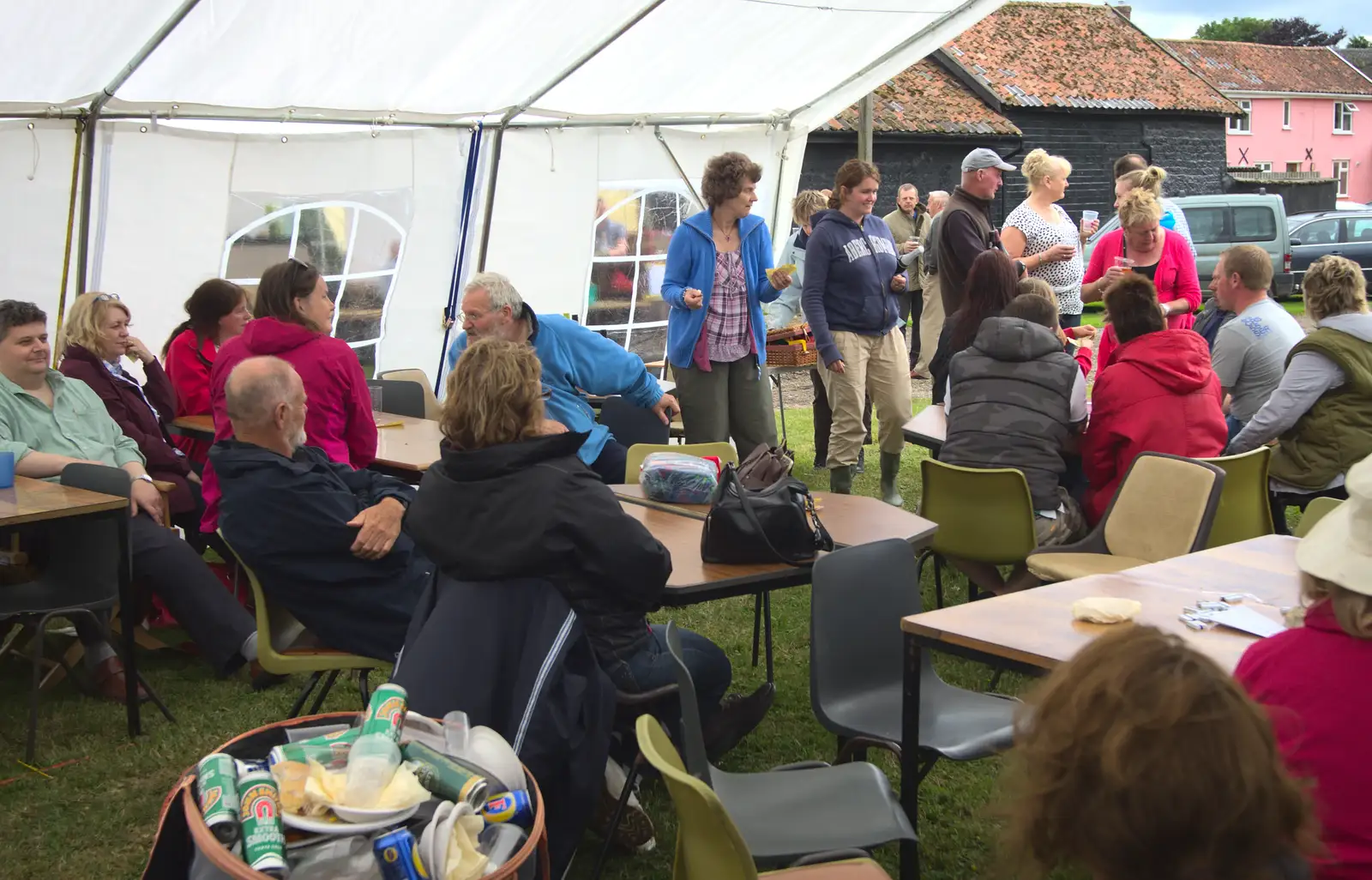 Back in the marquee, from Thrandeston Pig Roast and Tractors, Thrandeston Little Green, Suffolk - 23rd June 2013