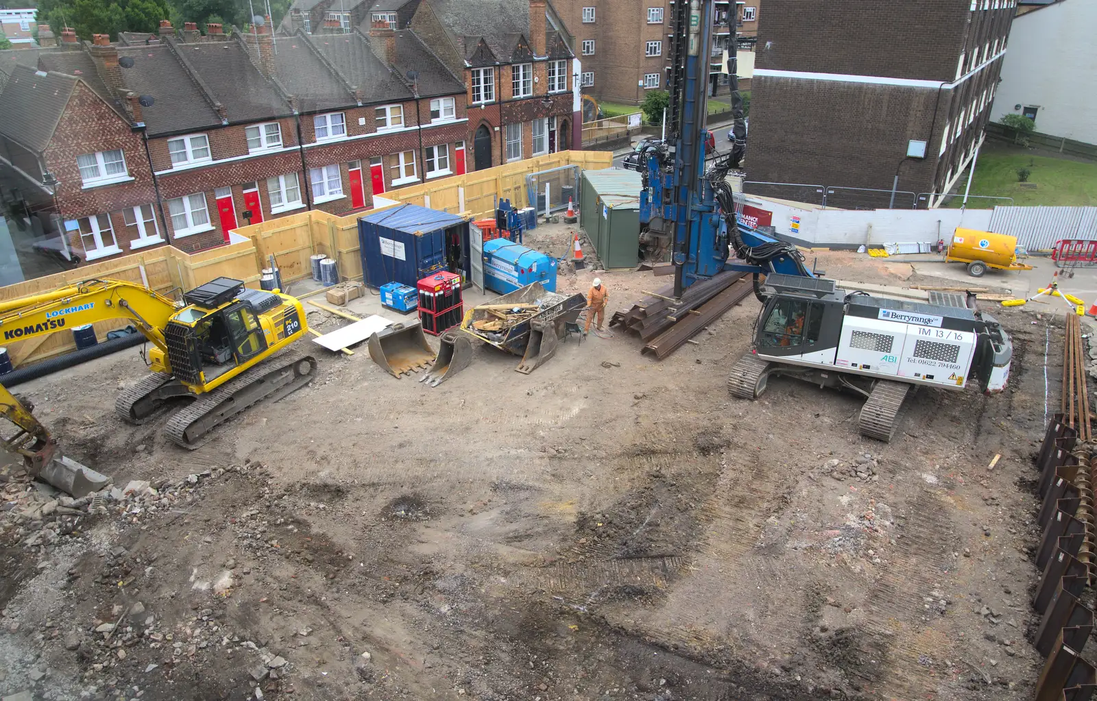 The old garage has mostly gone, from Petrol Station Destruction, and a Cliff House Camping Trip, Southwark and Dunwich, Suffolk - 30th June 2013