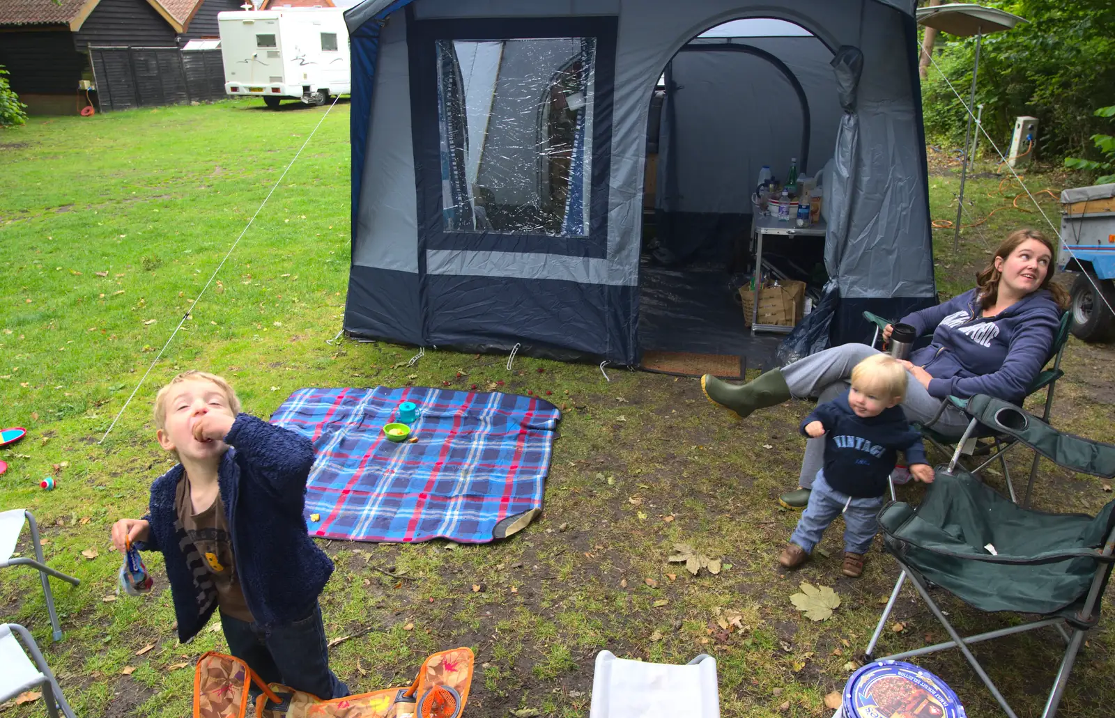 The brand-new van awning gets its first airing, from Petrol Station Destruction, and a Cliff House Camping Trip, Southwark and Dunwich, Suffolk - 30th June 2013