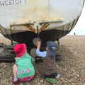 Grace and Fred explore boats on the beach, Petrol Station Destruction, and a Cliff House Camping Trip, Southwark and Dunwich, Suffolk - 30th June 2013
