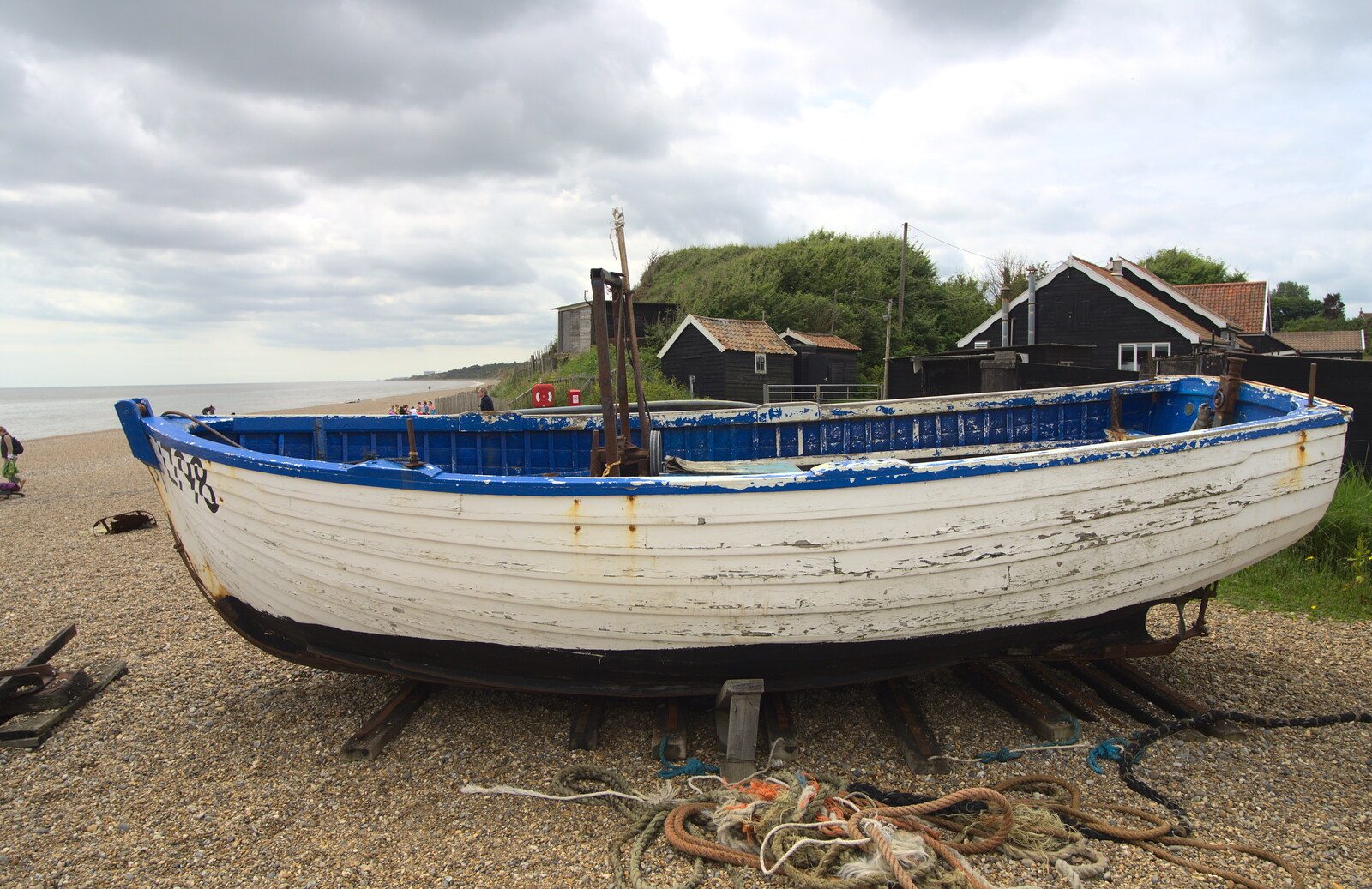 An old fishing boat on Dunwich beach from Petrol Station Destruction, and a Cliff House Camping Trip, Southwark and Dunwich, Suffolk - 30th June 2013