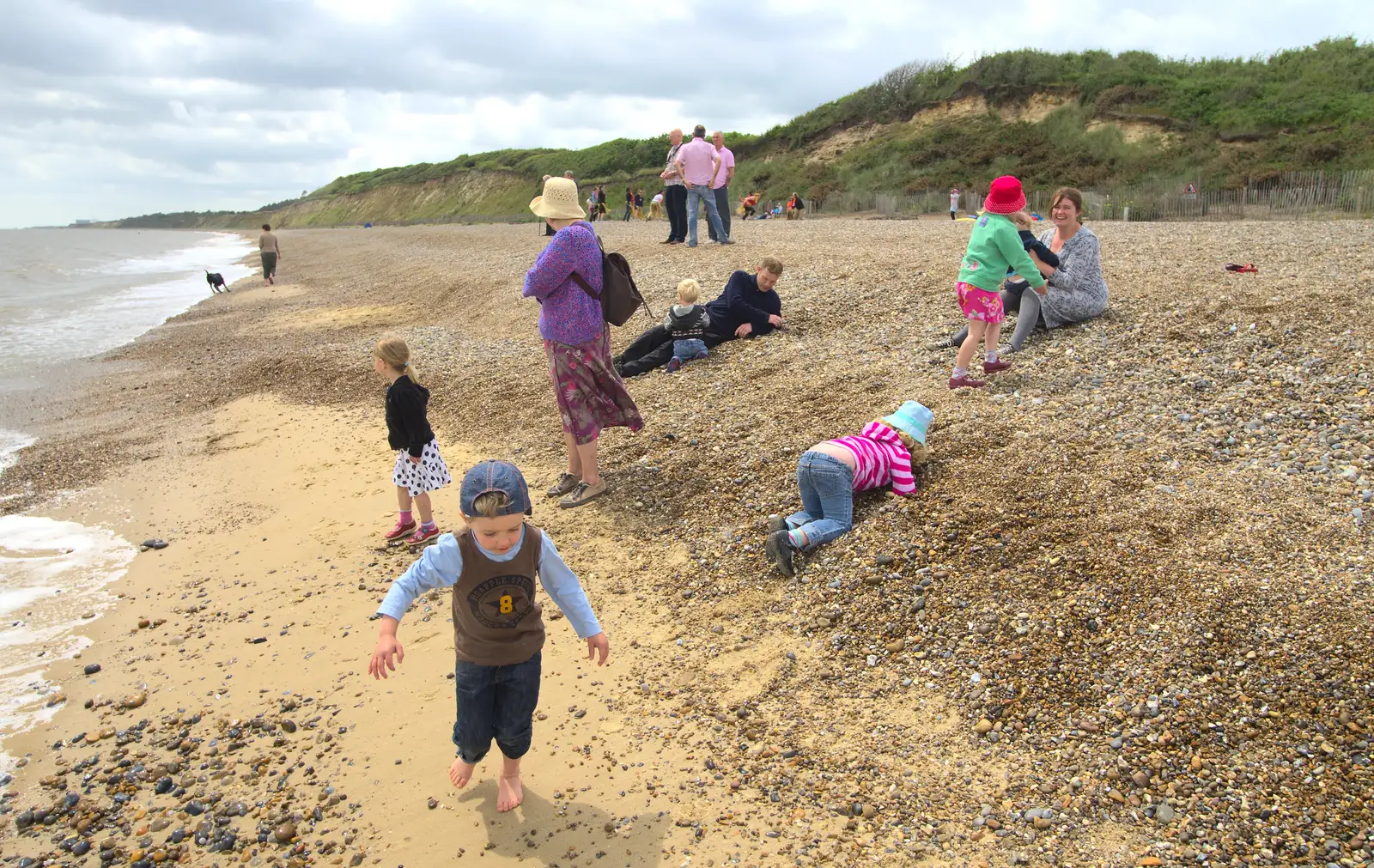 Fred walks around on the beach, from Petrol Station Destruction, and a Cliff House Camping Trip, Southwark and Dunwich, Suffolk - 30th June 2013