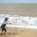 Fred lobs stones at the sea, Petrol Station Destruction, and a Cliff House Camping Trip, Southwark and Dunwich, Suffolk - 30th June 2013