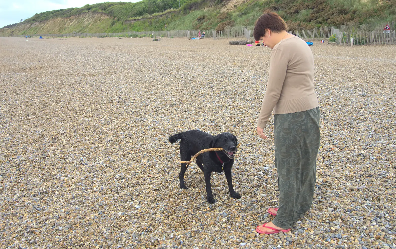 Billy's got a good stick, from Petrol Station Destruction, and a Cliff House Camping Trip, Southwark and Dunwich, Suffolk - 30th June 2013