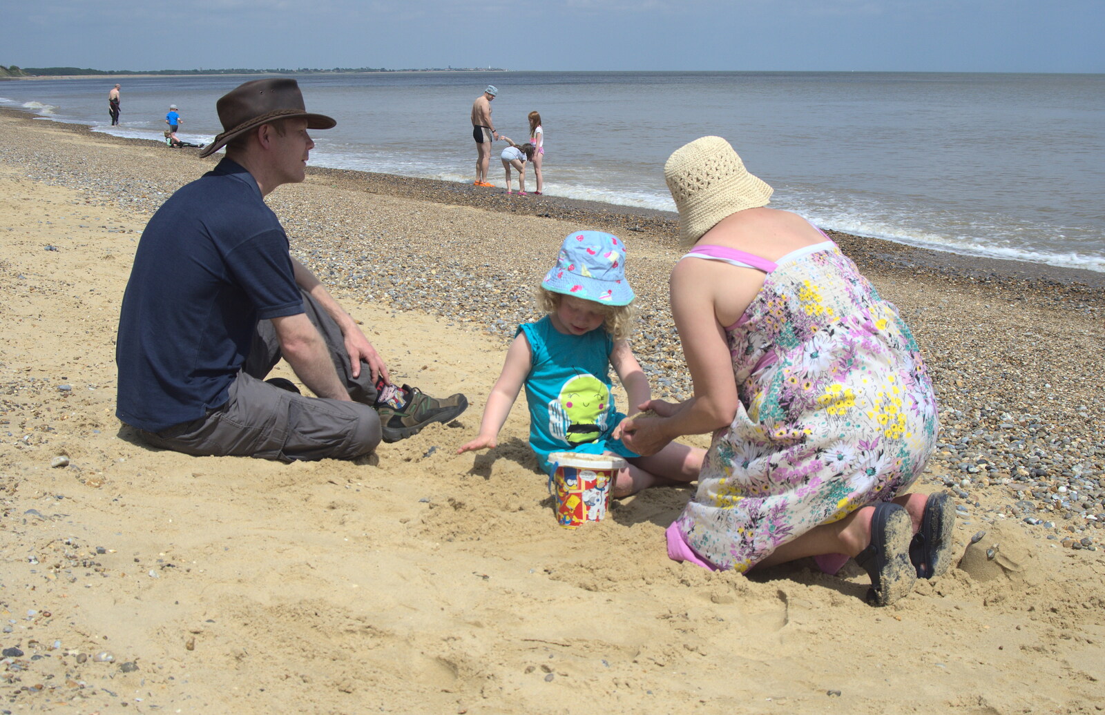 Mikey, Rosie and Clare make sandcastles from Petrol Station Destruction, and a Cliff House Camping Trip, Southwark and Dunwich, Suffolk - 30th June 2013