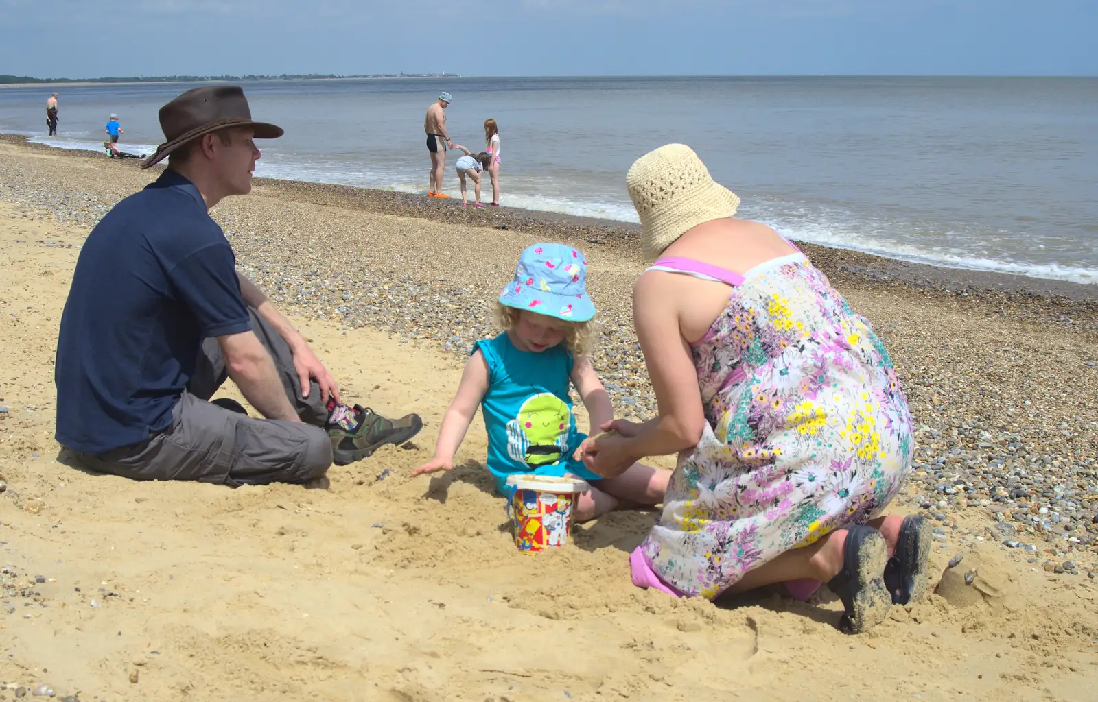 Mikey, Rosie and Clare make sandcastles, from Petrol Station Destruction, and a Cliff House Camping Trip, Southwark and Dunwich, Suffolk - 30th June 2013