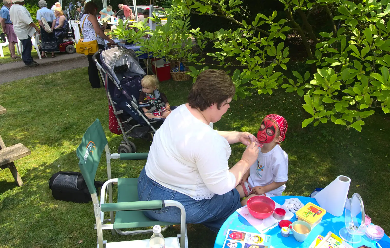 Fred gets his face painted, from Marconi's Demolition and Brome Village Fete, Chelmsford and Brome, Suffolk - 6th July 2013