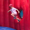 Fred leaps around on a bouncy castle, Marconi's Demolition and Brome Village Fete, Chelmsford and Brome, Suffolk - 6th July 2013