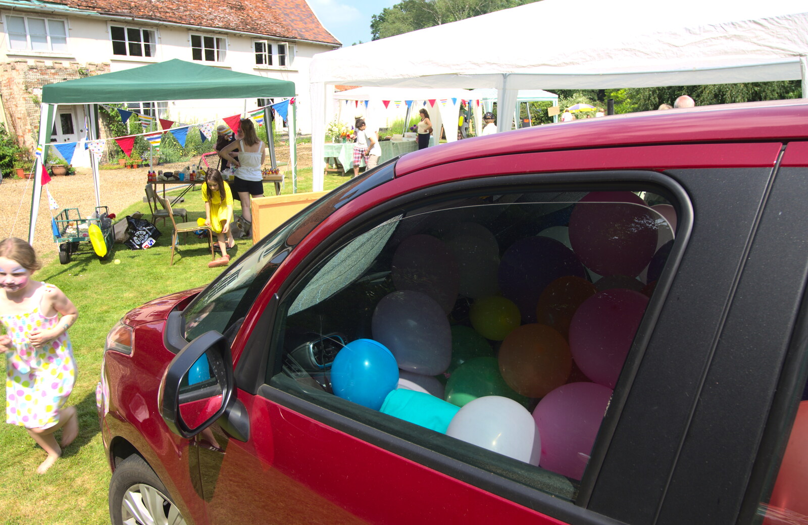 There's a car full of balloons from Marconi's Demolition and Brome Village Fete, Chelmsford and Brome, Suffolk - 6th July 2013