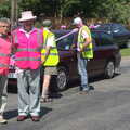 A couple of marshalls in pink high-vis vests, The "Pink Ladies" Tractor Run and Barbeque, Thorpe Abbots, Norfolk - 7th July 2013