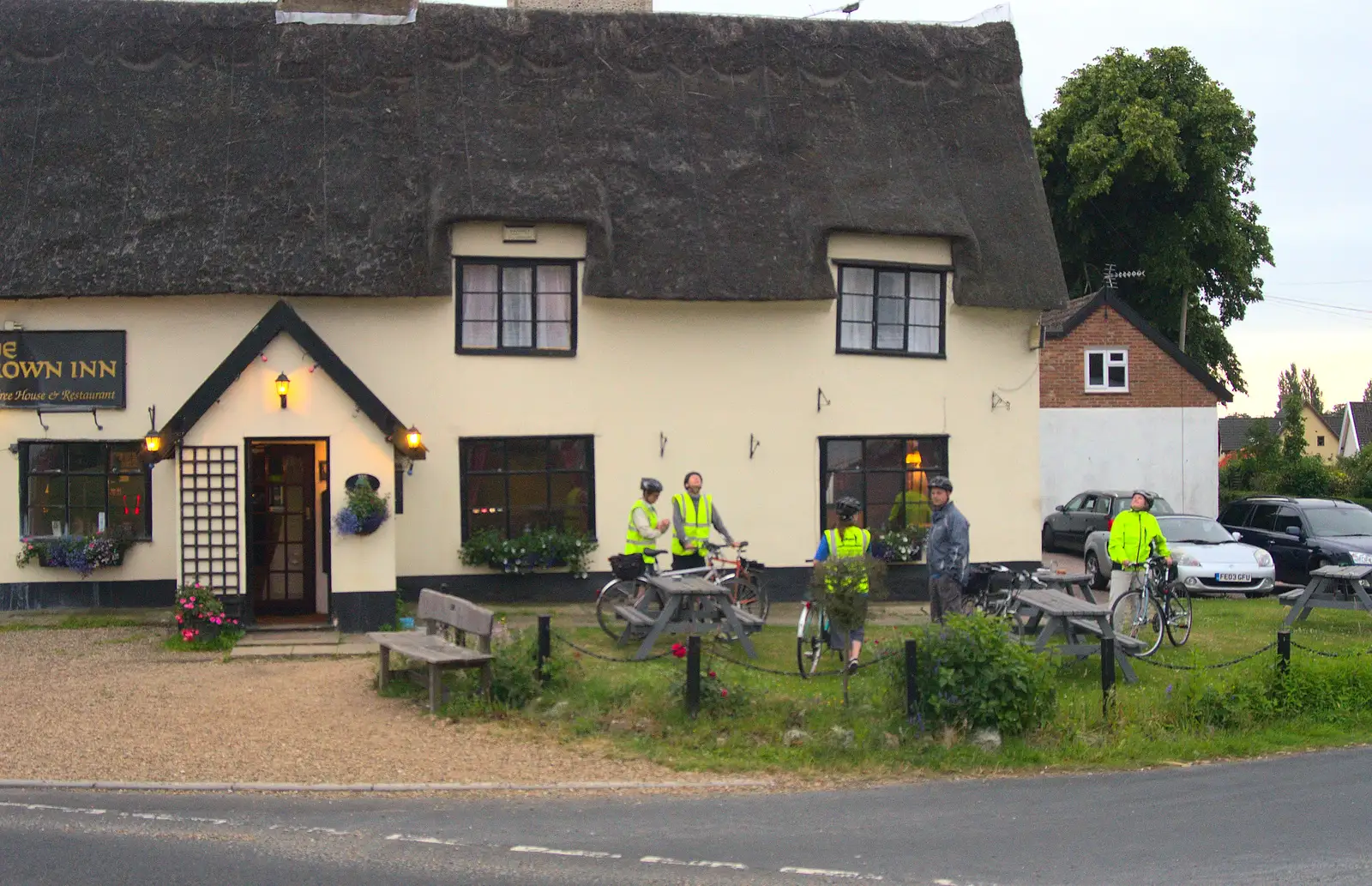 The BSCC outside the Crown in Pulham, from The BSCC at Pulham Crown, and Grandad with a Grinder, Brome, Suffolk - 11th July 2013