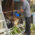 Grandad grinds up the old garage, The BSCC at Pulham Crown, and Grandad with a Grinder, Brome, Suffolk - 11th July 2013