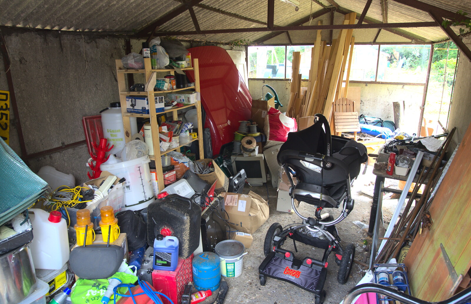A junk-filled garage from The BSCC at Pulham Crown, and Grandad with a Grinder, Brome, Suffolk - 11th July 2013