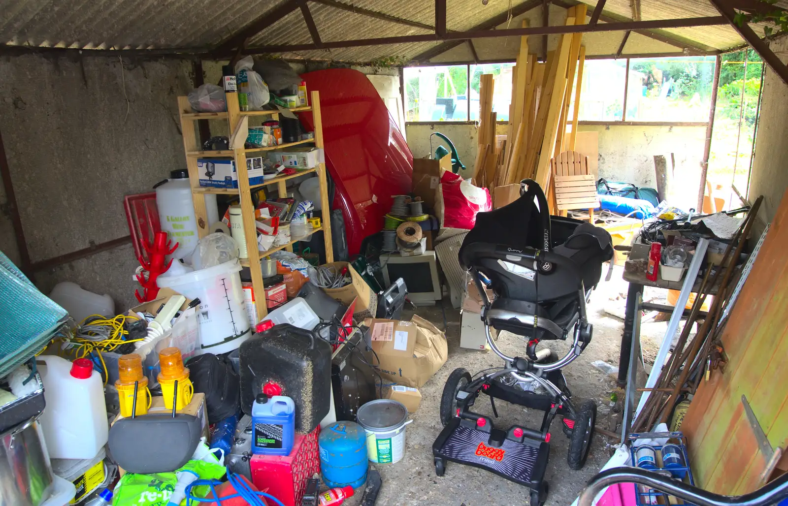 A junk-filled garage, from The BSCC at Pulham Crown, and Grandad with a Grinder, Brome, Suffolk - 11th July 2013