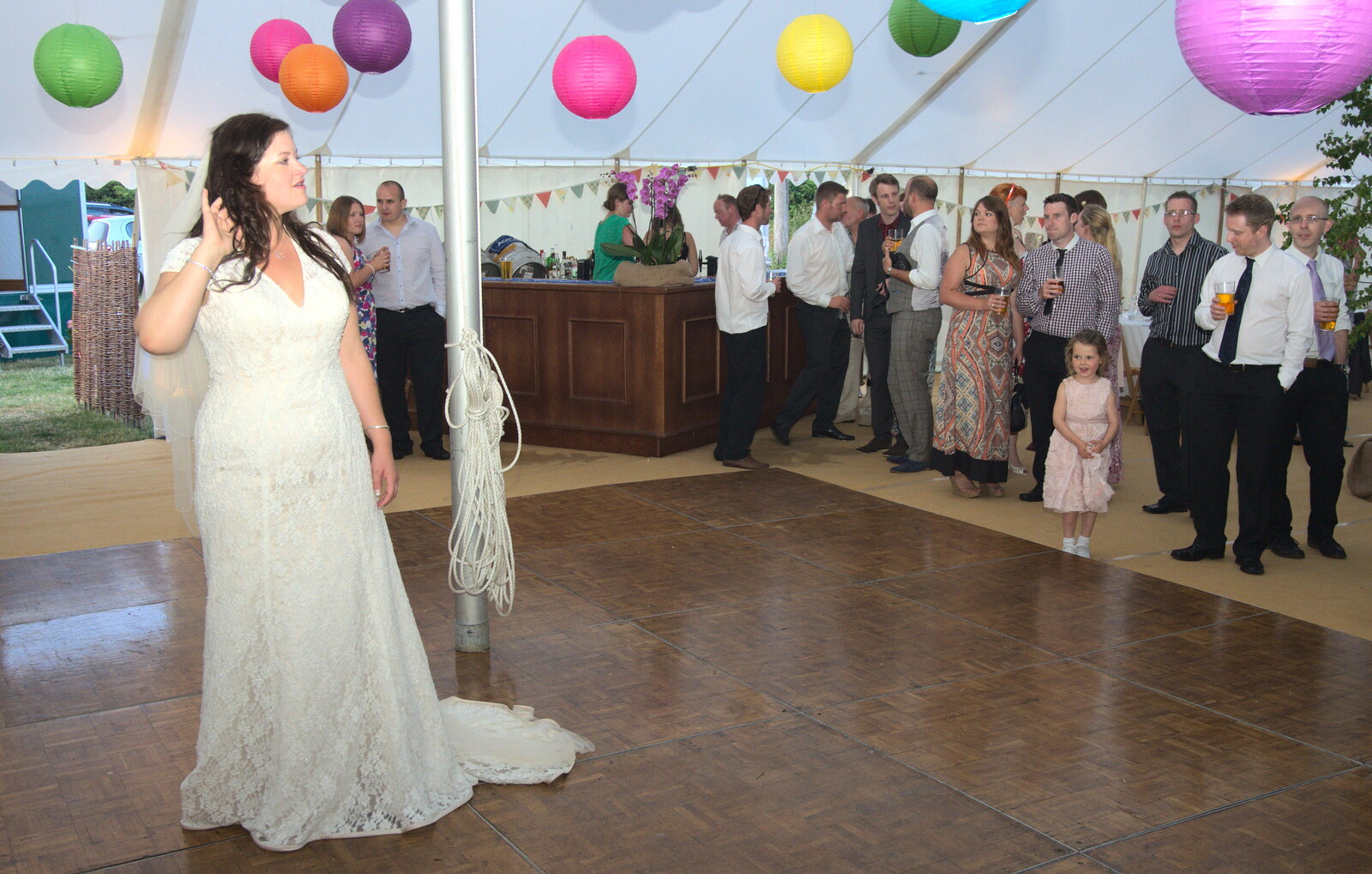 Steph on the dancefloor from The BBs Play Steph's Wedding, Burston, Norfolk - 13th July 2013