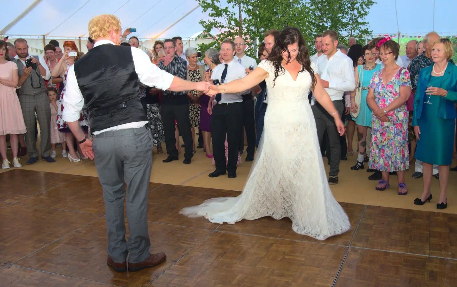 Will and Steph do the first dance, from The BBs Play Steph's Wedding, Burston, Norfolk - 13th July 2013