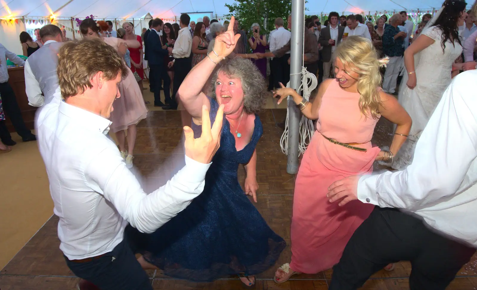 Jo gets really in to it, from The BBs Play Steph's Wedding, Burston, Norfolk - 13th July 2013