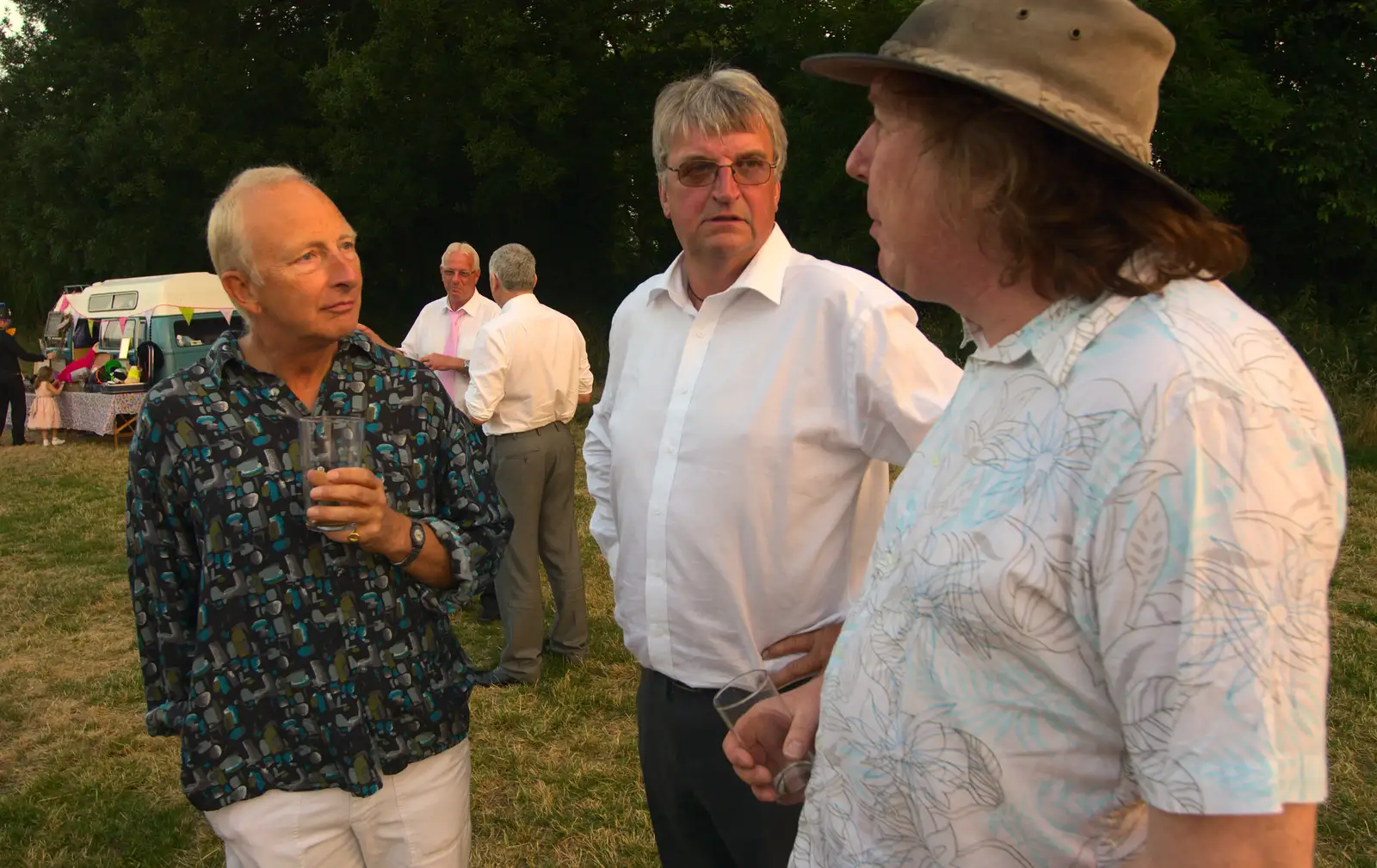 Henry, Martin and Max talk about stuff, from The BBs Play Steph's Wedding, Burston, Norfolk - 13th July 2013