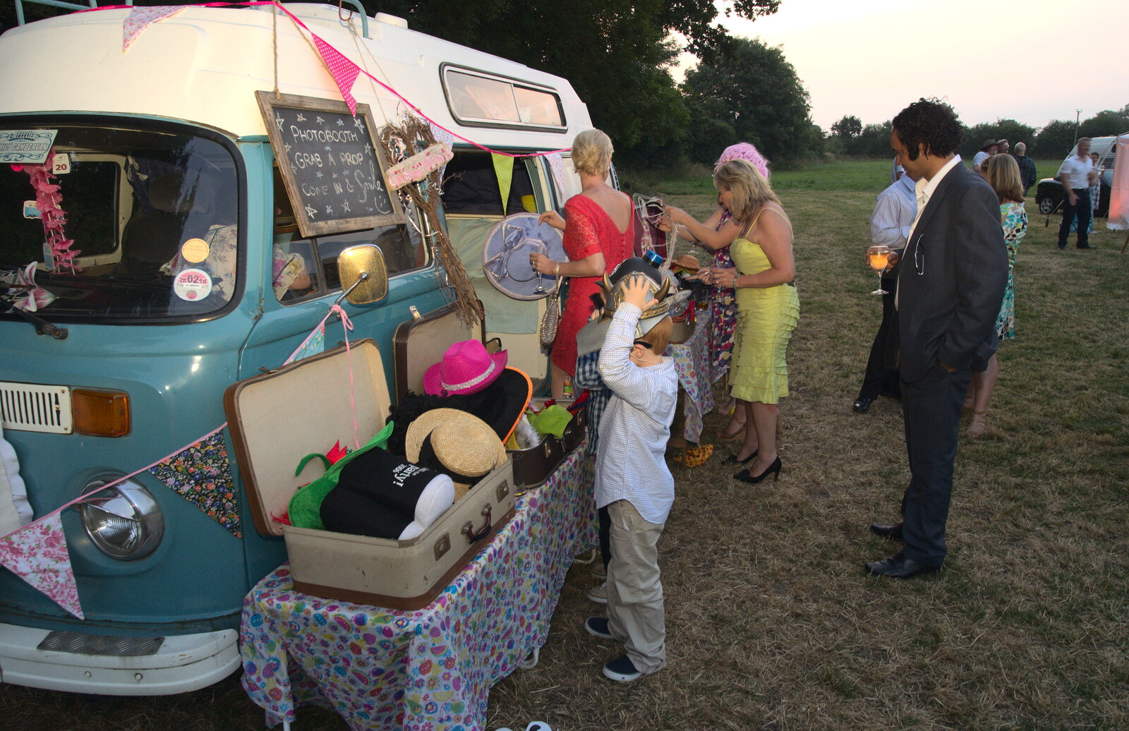 A VW campervan does fancy dress from The BBs Play Steph's Wedding, Burston, Norfolk - 13th July 2013