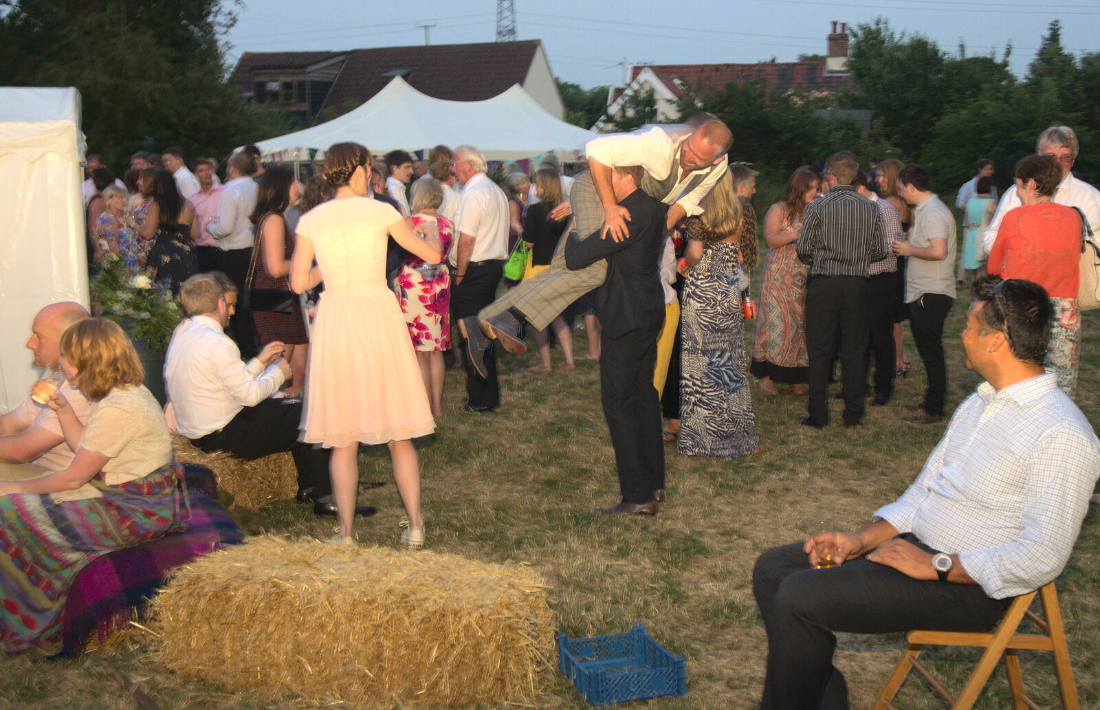 Some dude gets a bit carried away from The BBs Play Steph's Wedding, Burston, Norfolk - 13th July 2013