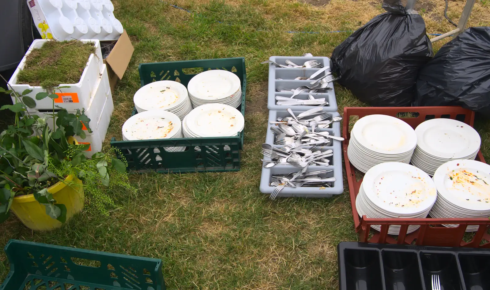 A stack of washing up, from The BBs Play Steph's Wedding, Burston, Norfolk - 13th July 2013