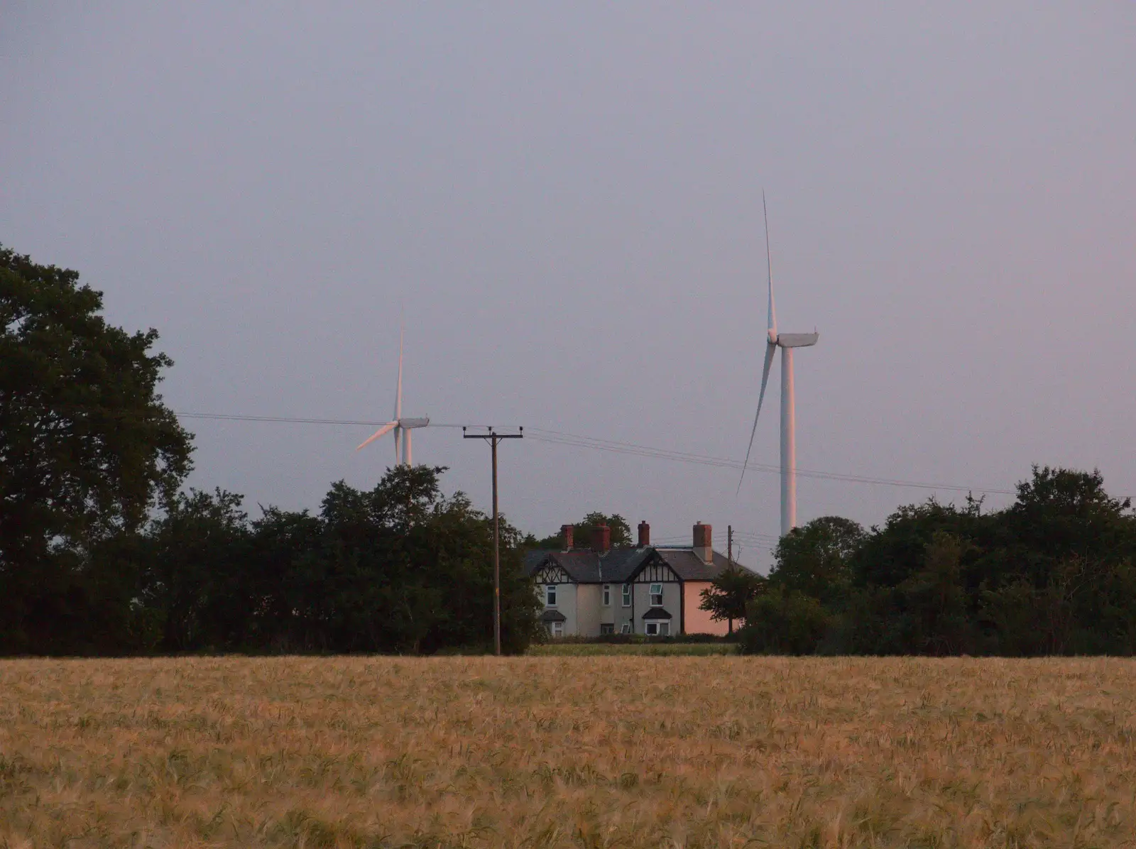 The new wind turbines, from The Demolition of the Garage, Brome, Suffolk - 17th July 2013