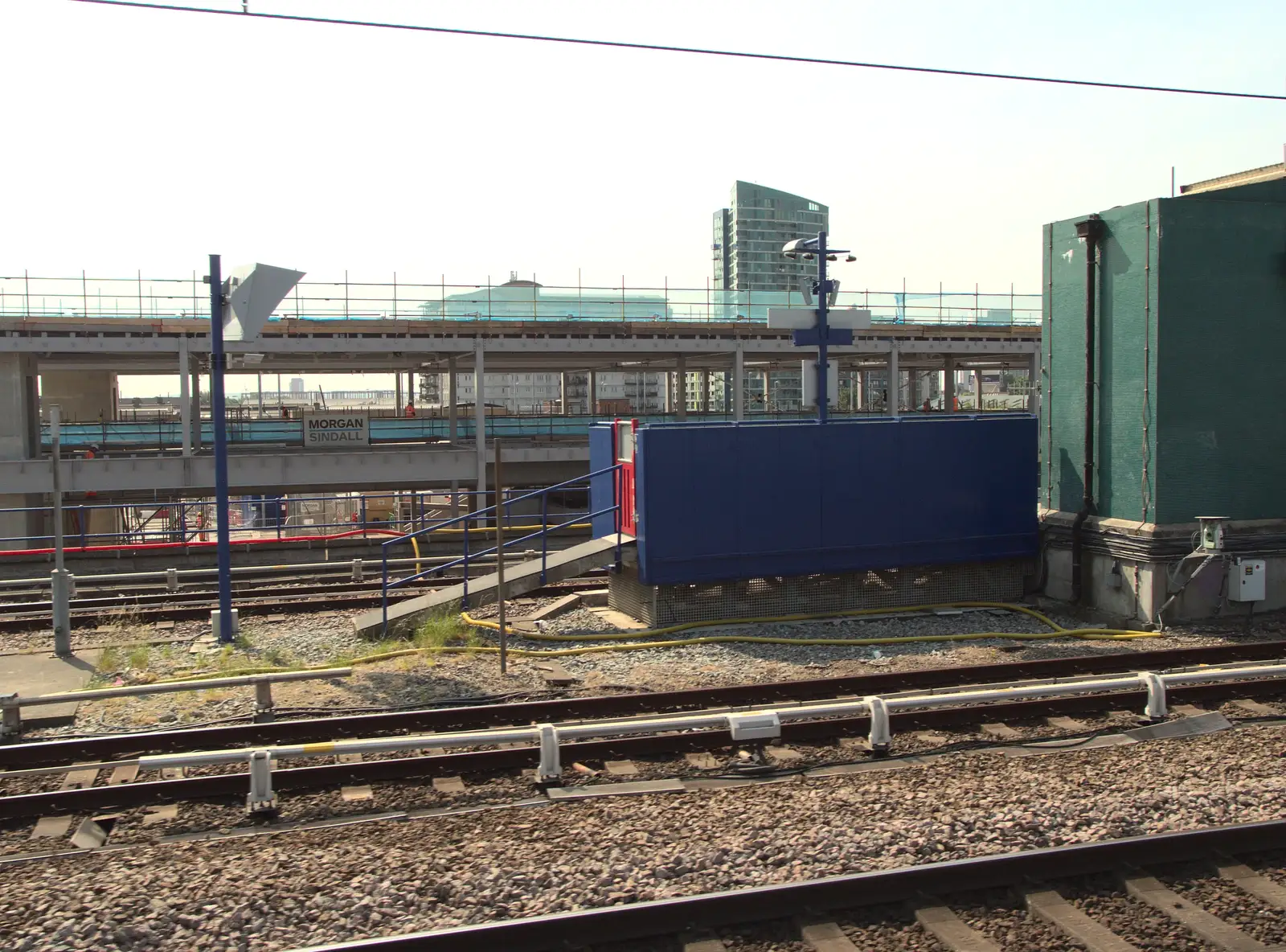 The new Pudding Mill Lane Crossrail station, from The Demolition of the Garage, Brome, Suffolk - 17th July 2013