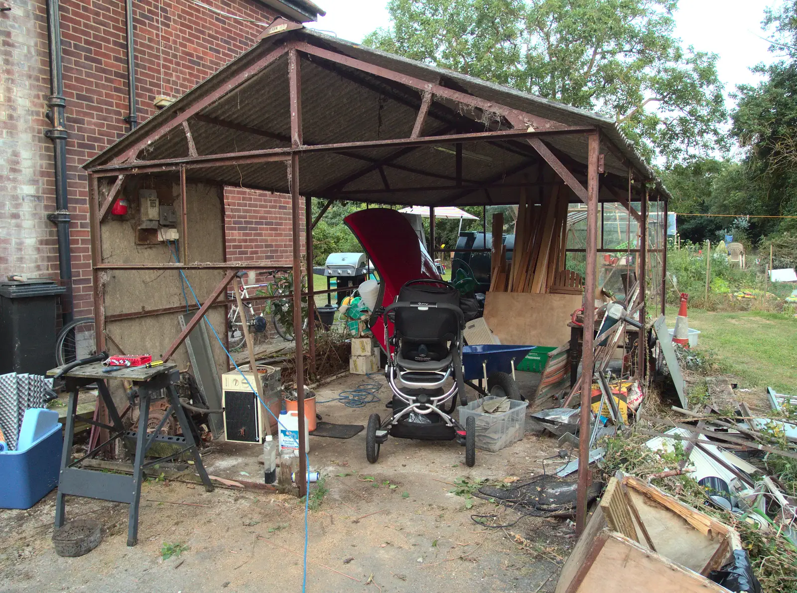 The walls have been removed from the garage, from The Demolition of the Garage, Brome, Suffolk - 17th July 2013