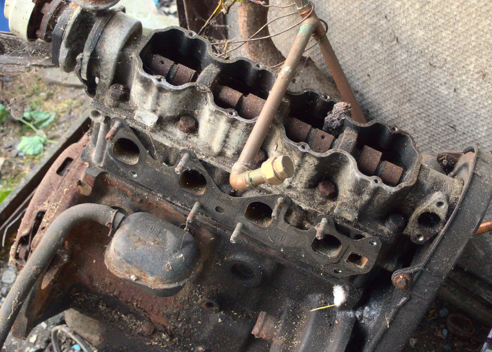 The engine from Nosher's first car, from The Demolition of the Garage, Brome, Suffolk - 17th July 2013