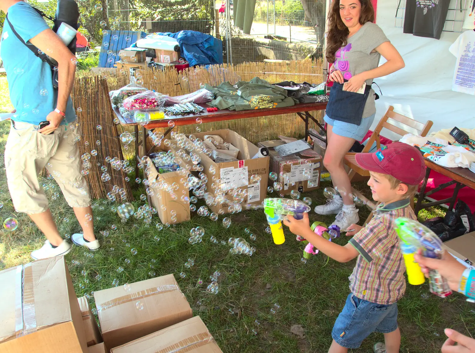 Fred goes nuts with a bubble machine, from The 8th Latitude Festival, Henham Park, Southwold, Suffolk - 18th July 2013