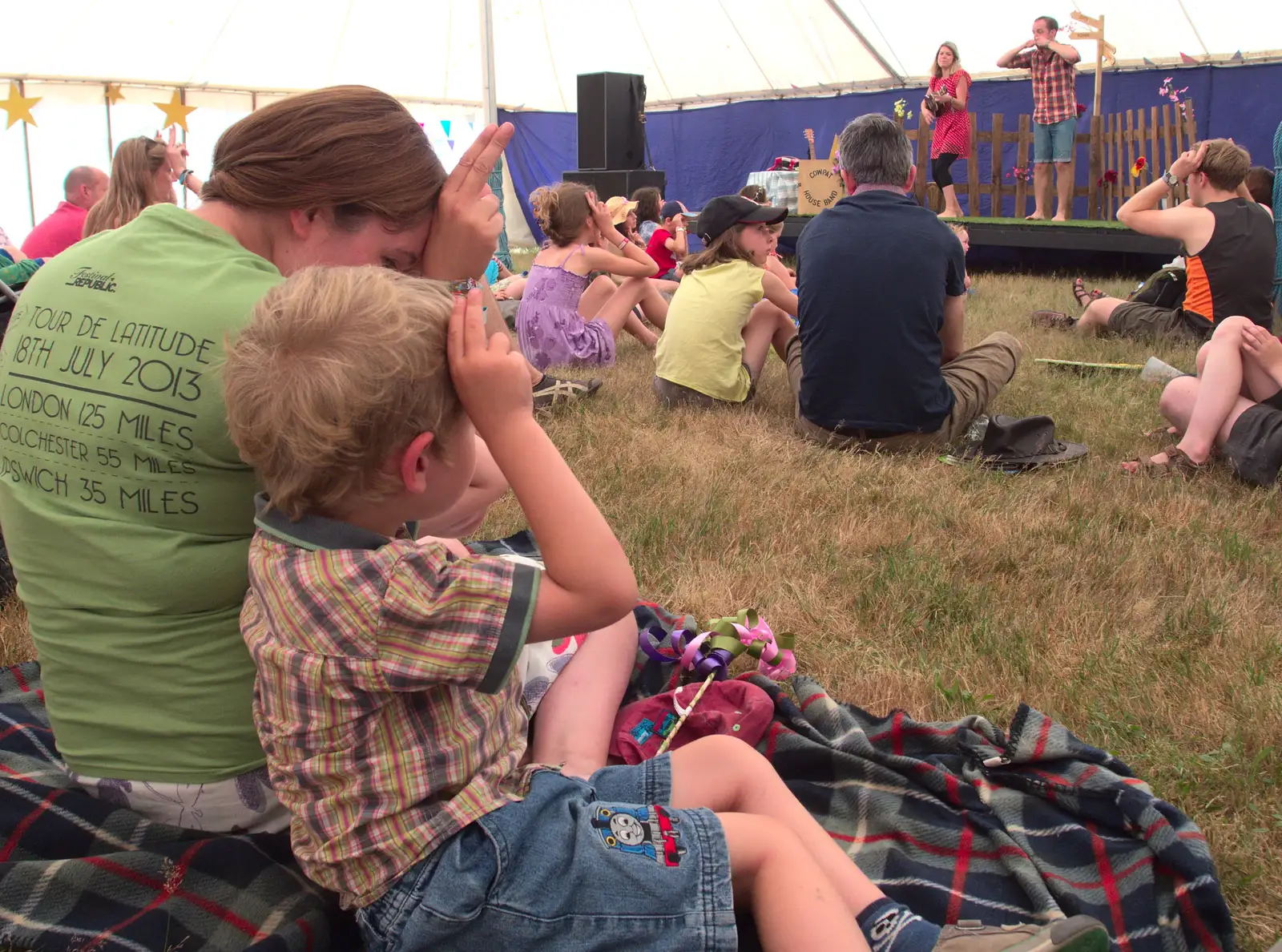 Isobel and Fred play along in 'The Golden Cowpat', from The 8th Latitude Festival, Henham Park, Southwold, Suffolk - 18th July 2013