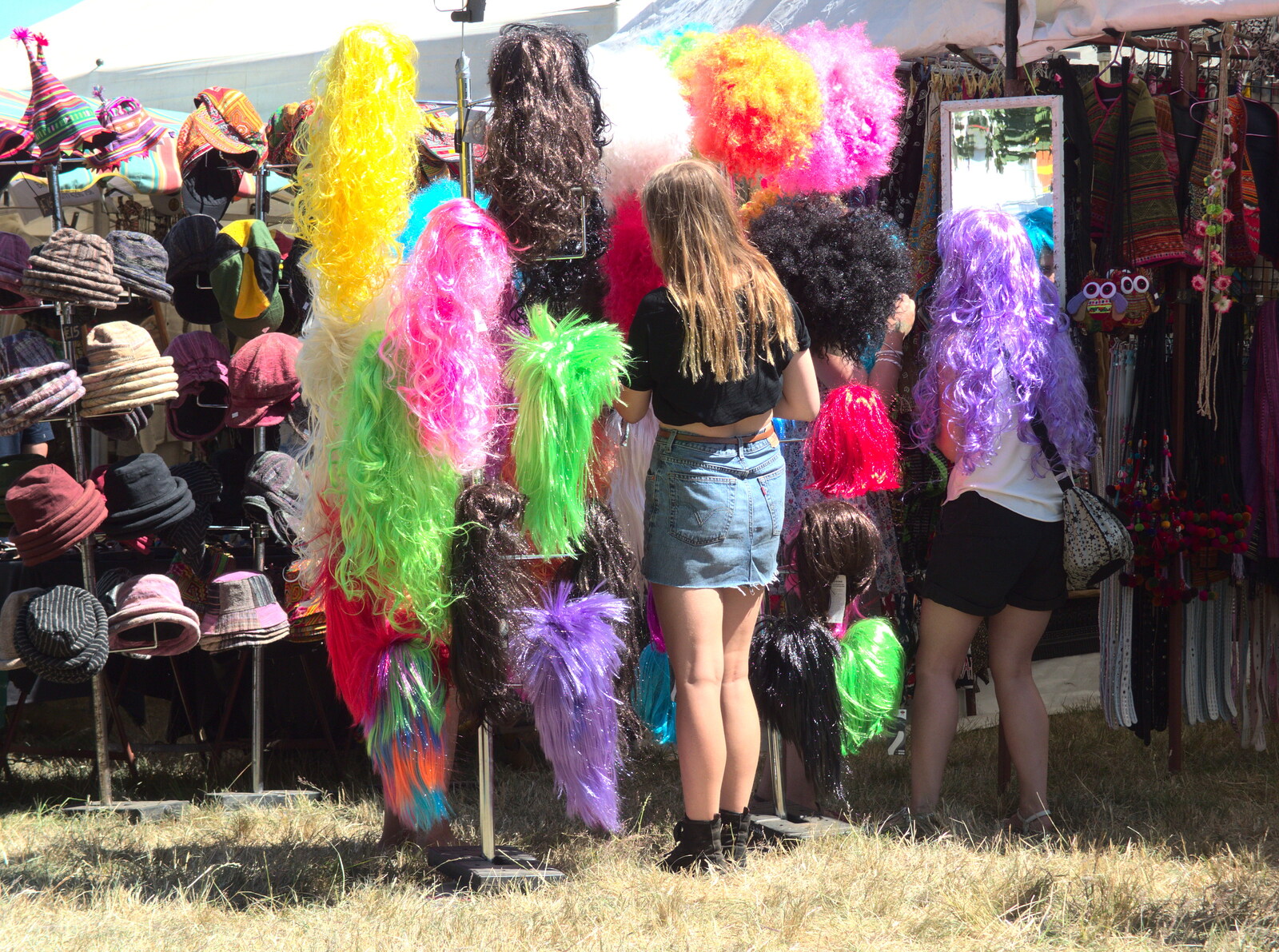 Brightly-coloured wigs for sale from The 8th Latitude Festival, Henham Park, Southwold, Suffolk - 18th July 2013