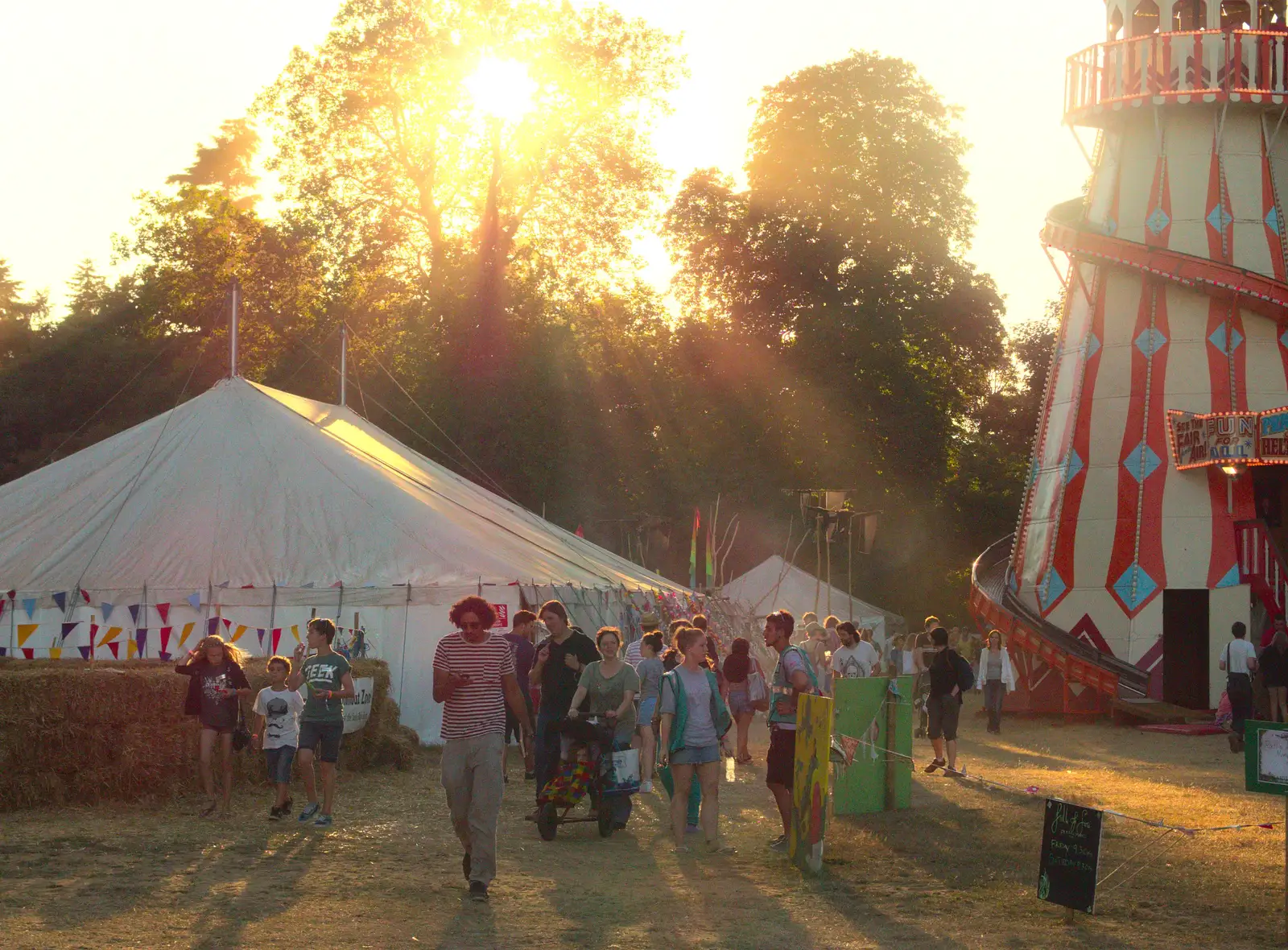 A low sun in the sprog compound, from The 8th Latitude Festival, Henham Park, Southwold, Suffolk - 18th July 2013