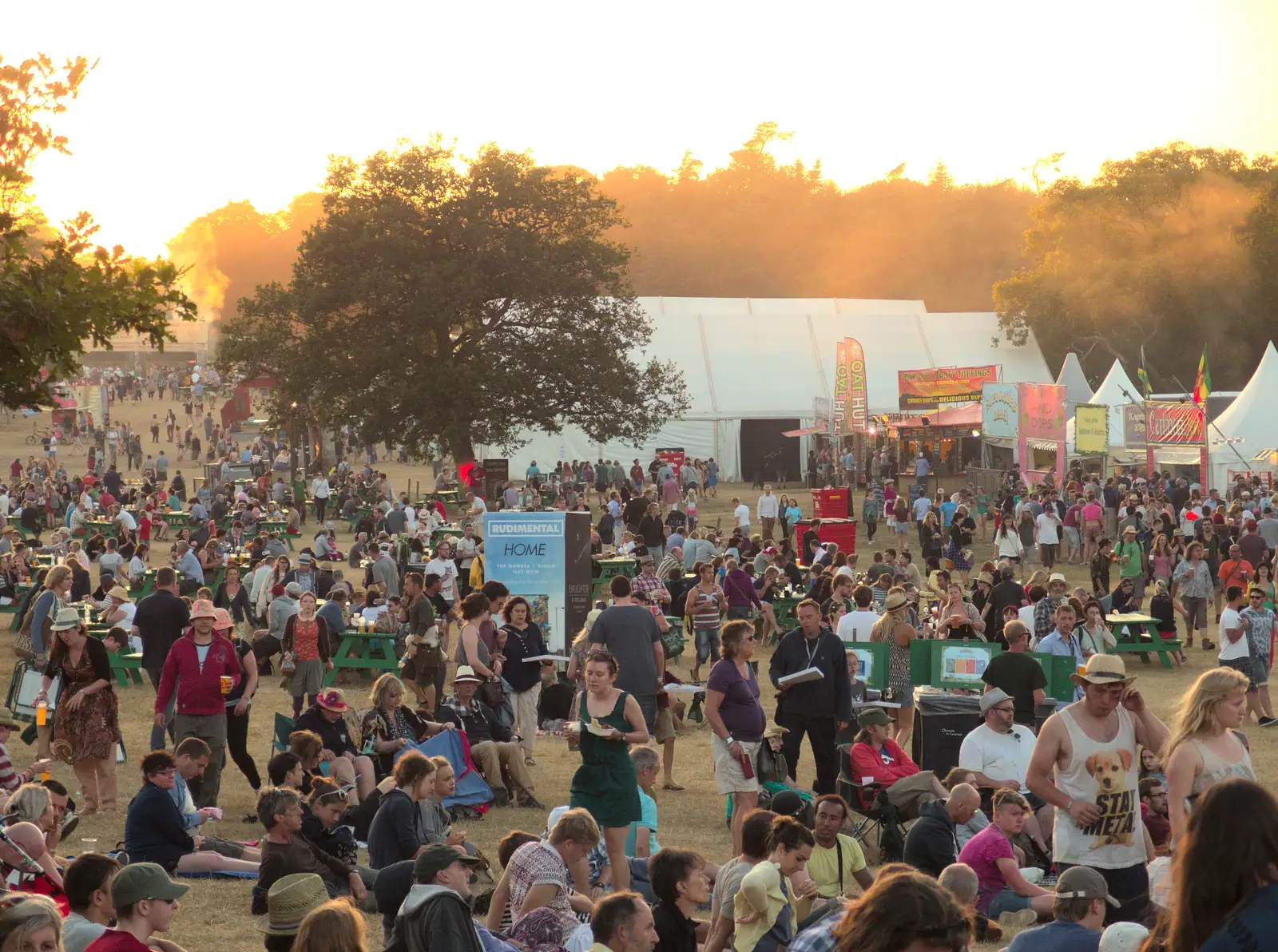 Crowds in the low sun, from The 8th Latitude Festival, Henham Park, Southwold, Suffolk - 18th July 2013