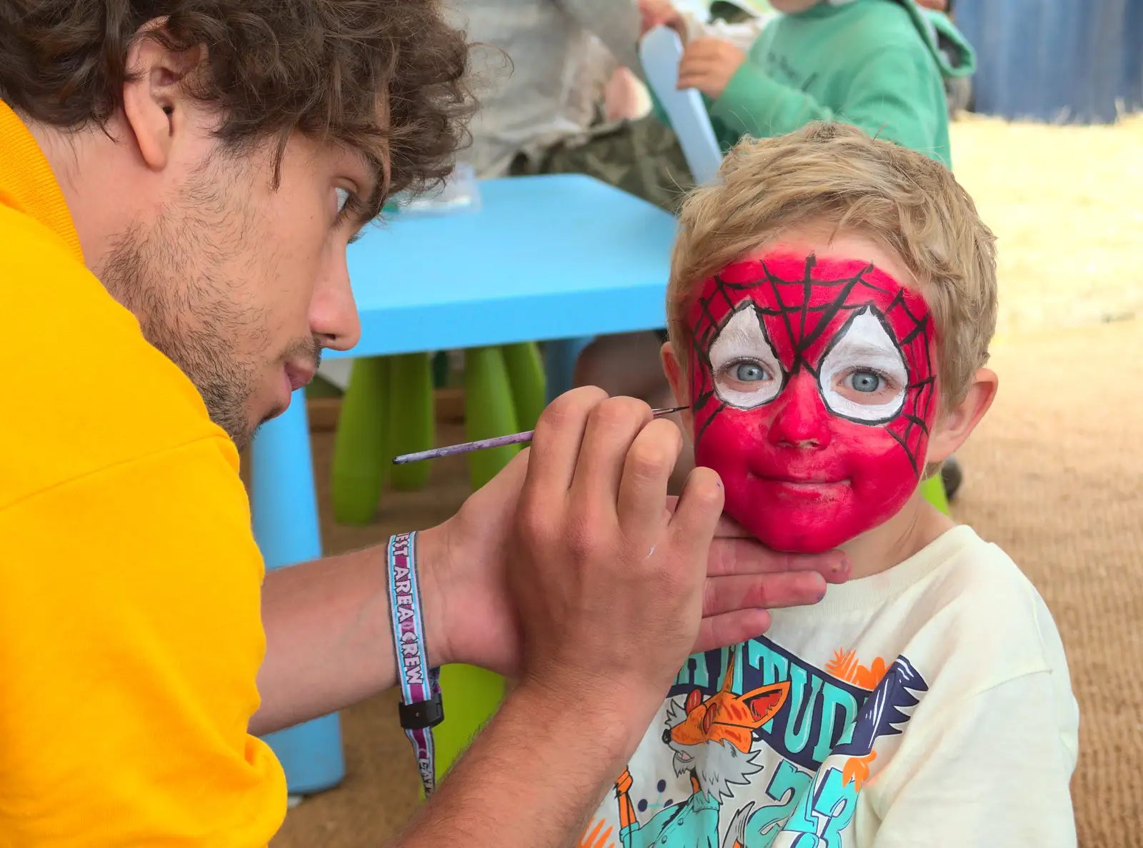 Fred becomes Spider-Man, from The 8th Latitude Festival, Henham Park, Southwold, Suffolk - 18th July 2013