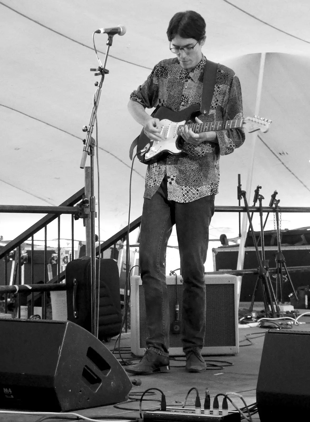 Sam plays guitar, from The 8th Latitude Festival, Henham Park, Southwold, Suffolk - 18th July 2013