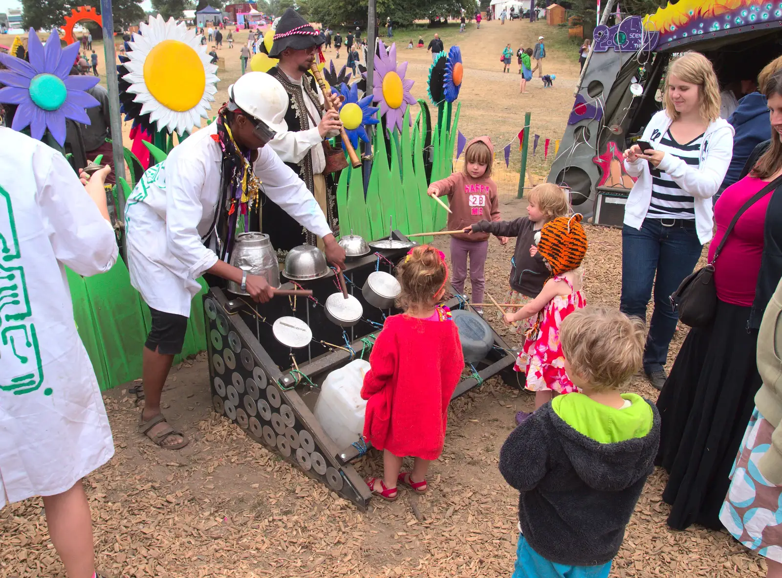 Some sort of drum workshop occurs, from The 8th Latitude Festival, Henham Park, Southwold, Suffolk - 18th July 2013