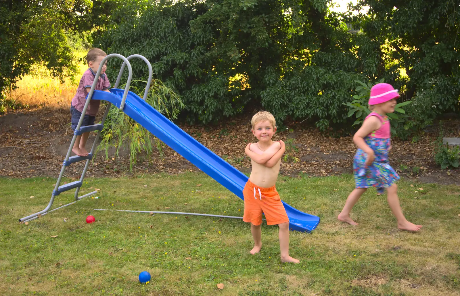 Fred poses by the slide, from An Interview with Rick Wakeman and Other Stories, Diss, Norfolk - 22nd July 2013