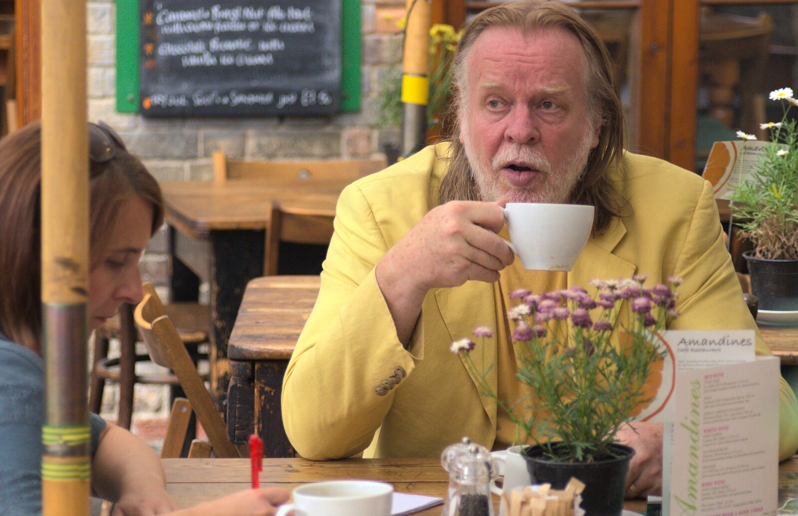 Rick Wakeman drinks a coffee from An Interview with Rick Wakeman and Other Stories, Diss, Norfolk - 22nd July 2013
