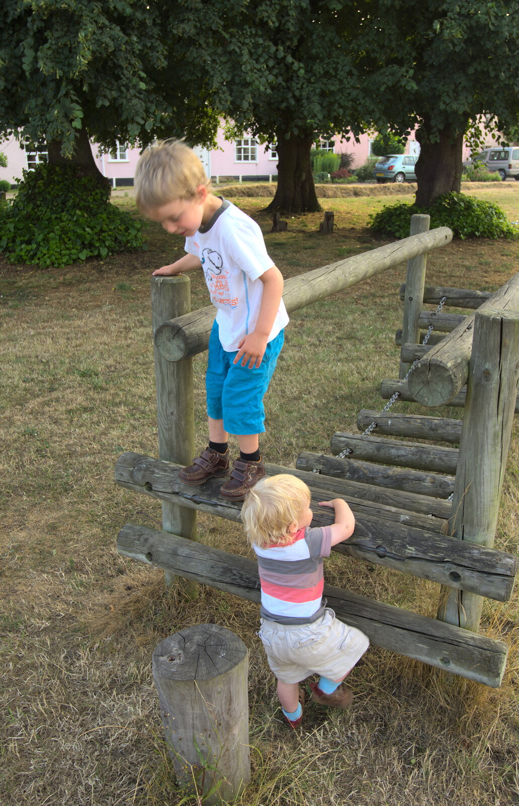 Fred and Harry on a climbing frame from An Interview with Rick Wakeman and Other Stories, Diss, Norfolk - 22nd July 2013
