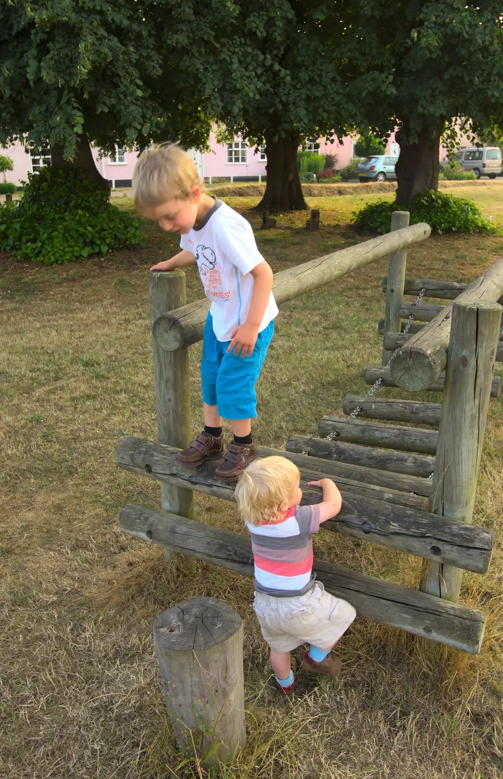 Fred and Harry on a climbing frame, from An Interview with Rick Wakeman and Other Stories, Diss, Norfolk - 22nd July 2013