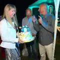 Henry and Martin admire the cake, Henry's 60th Birthday, Hethel, Norfolk - 3rd August 2013