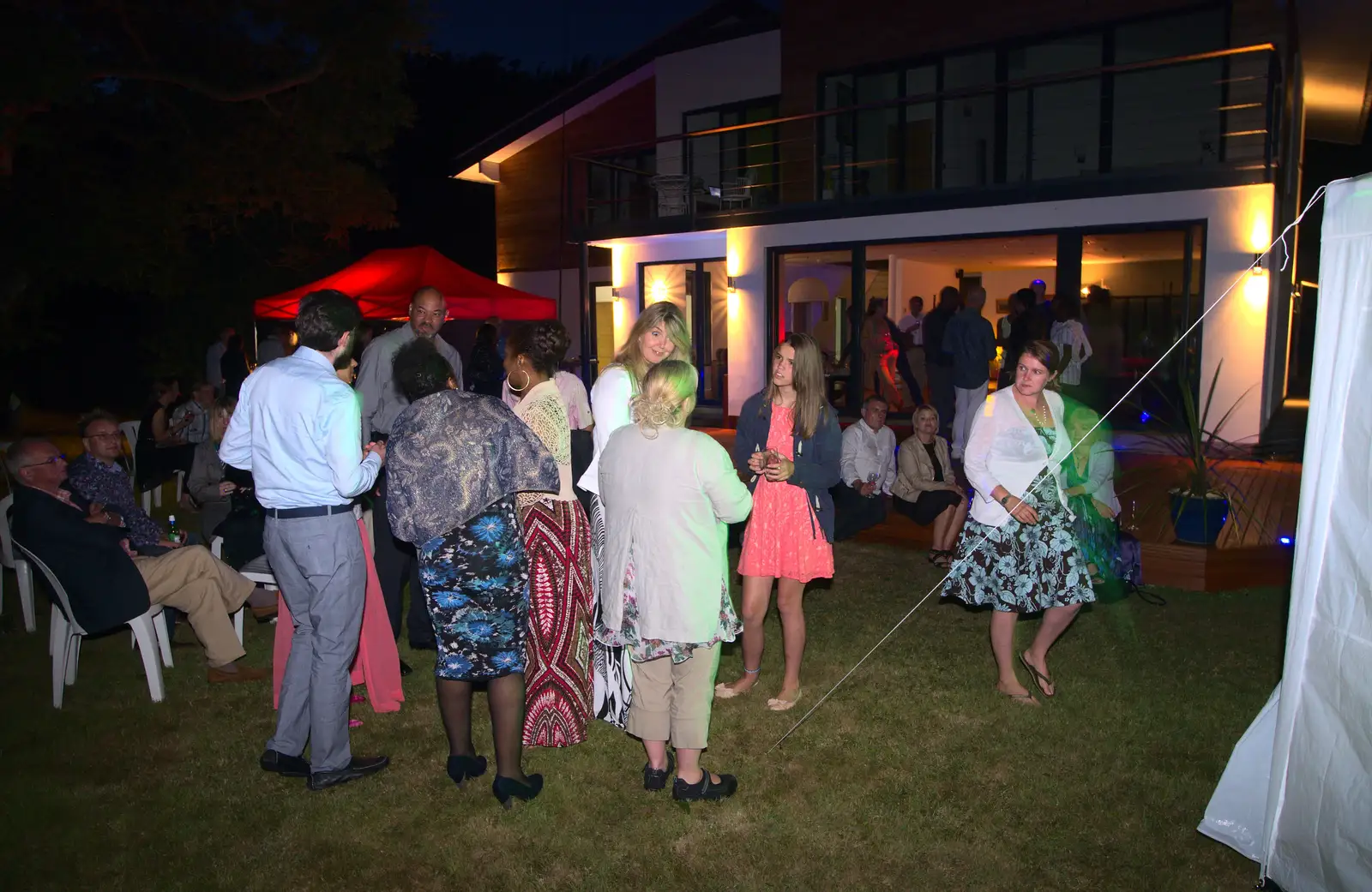 Party guests outside the pad, from Henry's 60th Birthday, Hethel, Norfolk - 3rd August 2013