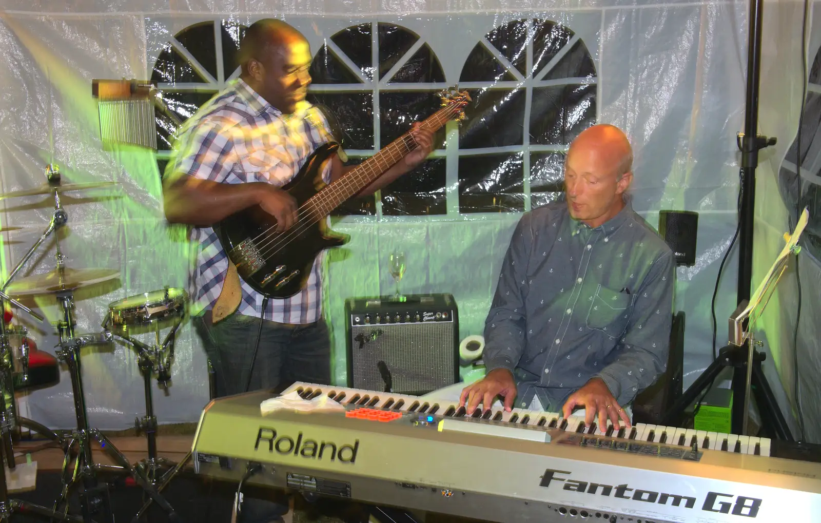 Bass and keyboard action, from Henry's 60th Birthday, Hethel, Norfolk - 3rd August 2013