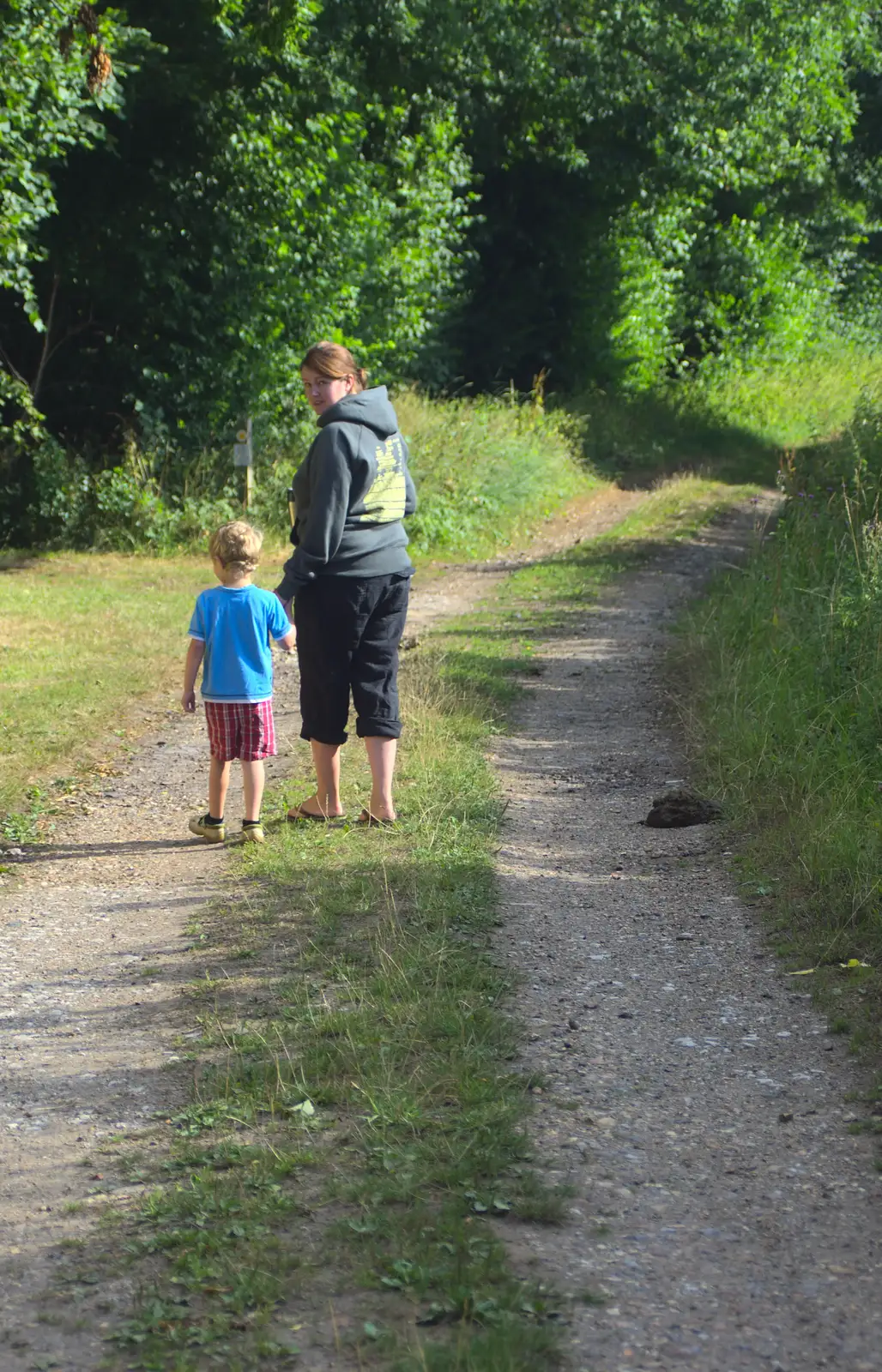 We head off to explore the nearby woods, from Henry's 60th Birthday, Hethel, Norfolk - 3rd August 2013