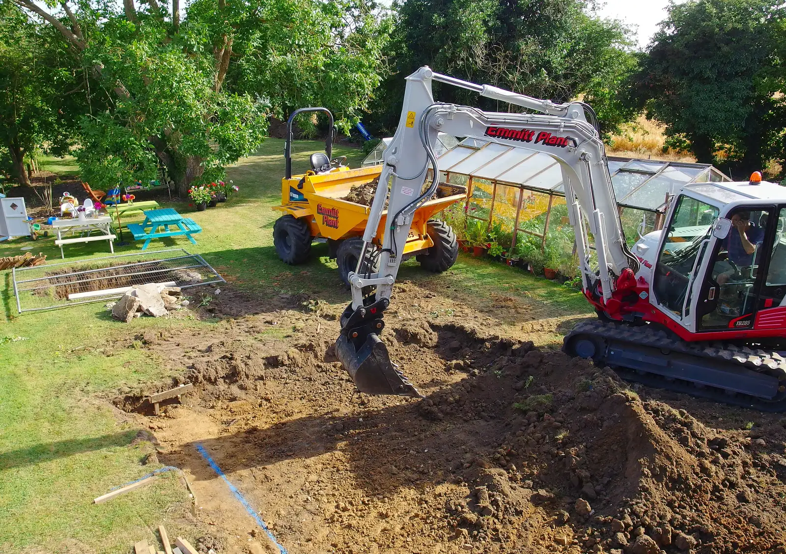 More of the garden is scraped away, from The Gorillas of Norwich, Norfolk - 5th August 2013